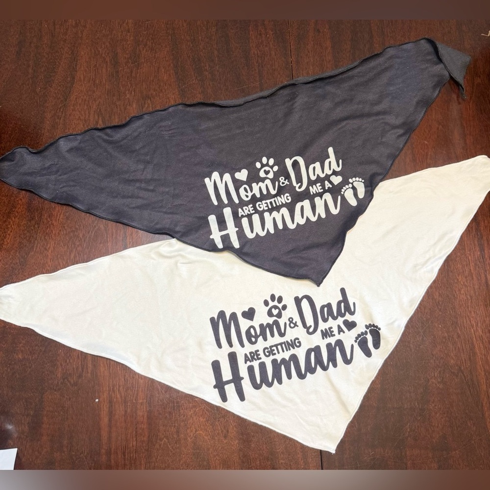 Black & White Pregnancy Announcement Bandana Set for Dogs
